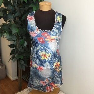 MILANO crinkle fabric large floral tank